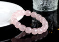 Pink crystal and natural bamboo bracelet with 11x12mm barrel-shaped geometry beads