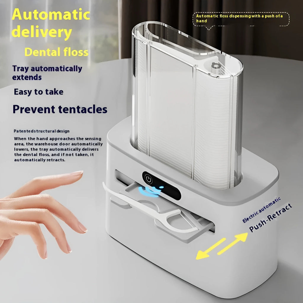 Intelligent induction automatic dental floss box in dark gray, light gray, or gold colour with rechargeable battery