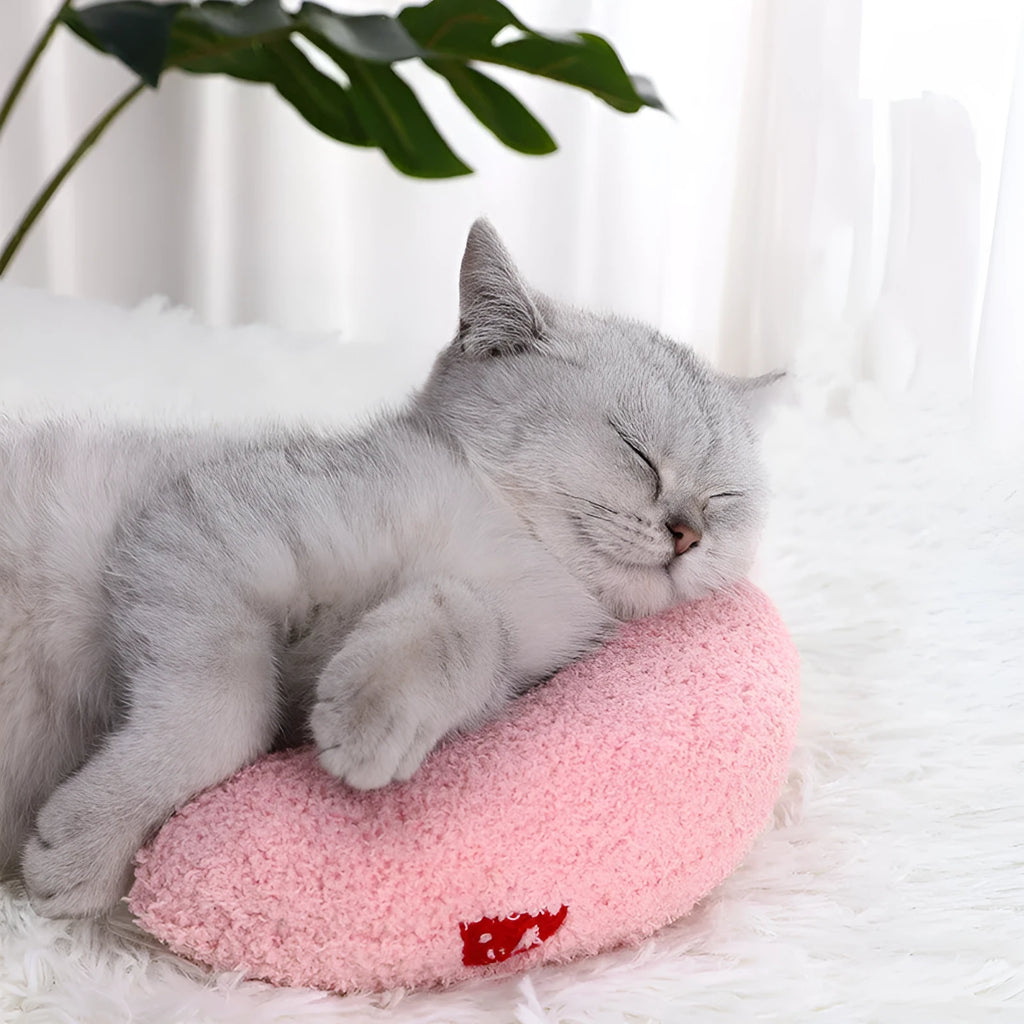 U-shaped cat toy pillow in white polyester with PP cotton filling 24x20x7cm