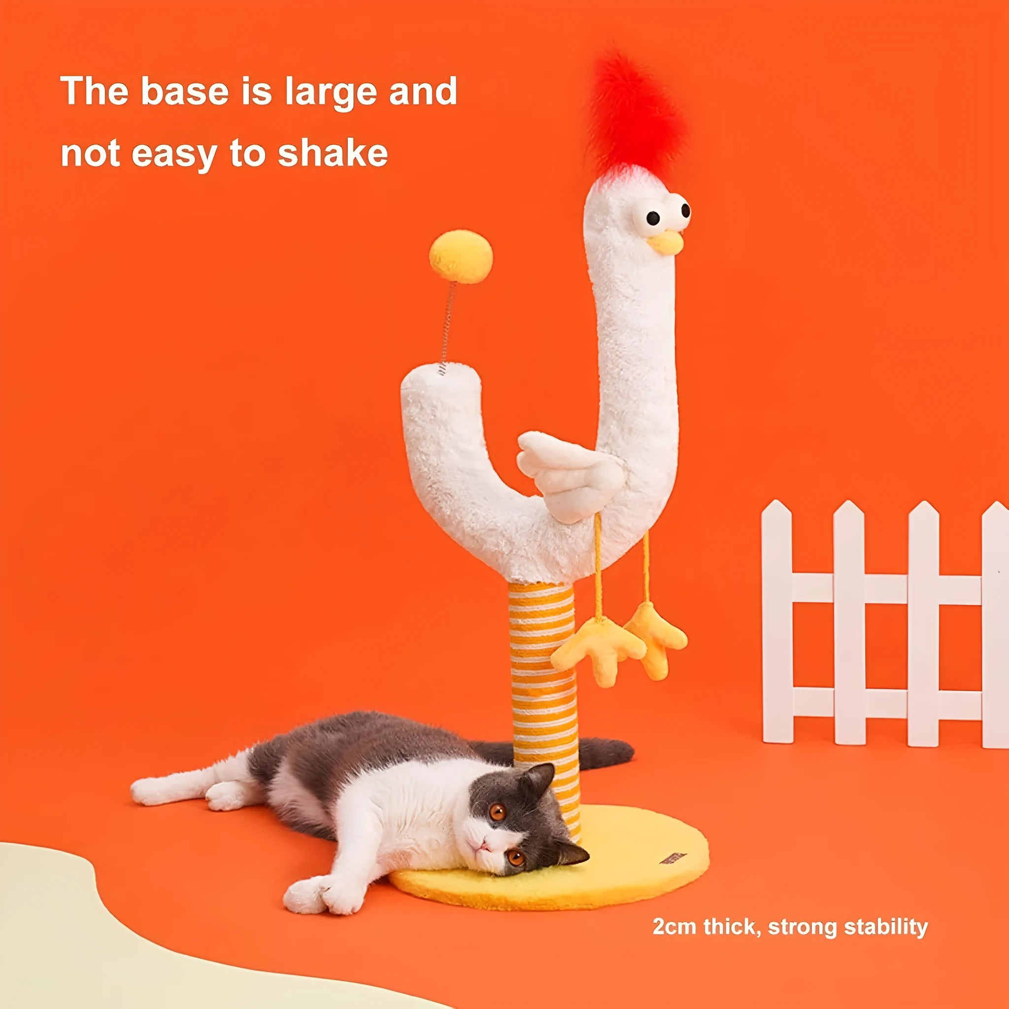 Vertical sisal rope cat scratching post with spring ball, measuring 35x35x88cm