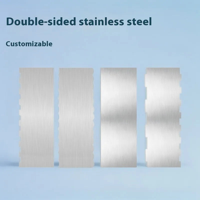 Stainless steel cream scraper with polygon pattern edges for cake decorating