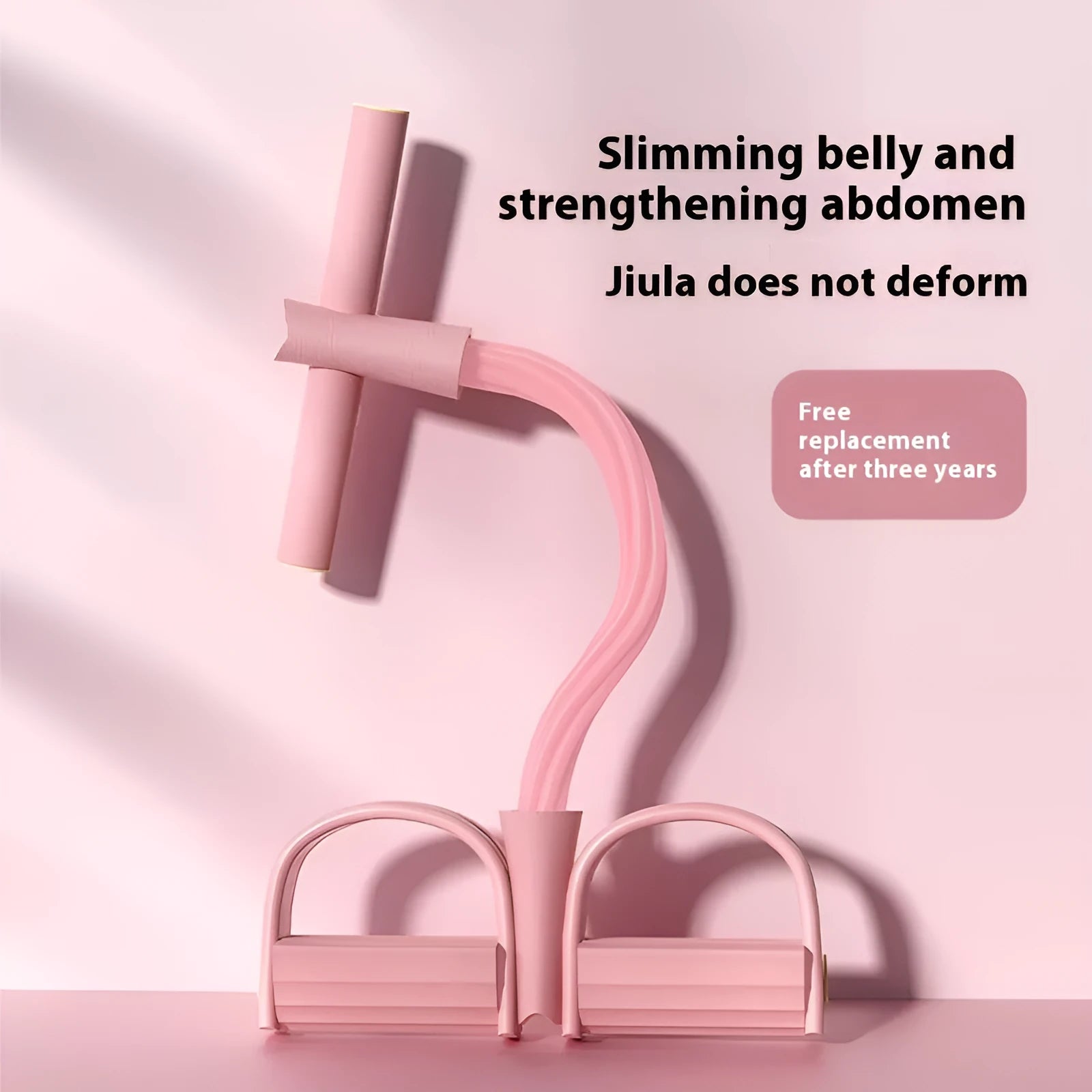 Purple TPR waist and arm slimming pedal pulling rope fitness device for home use.