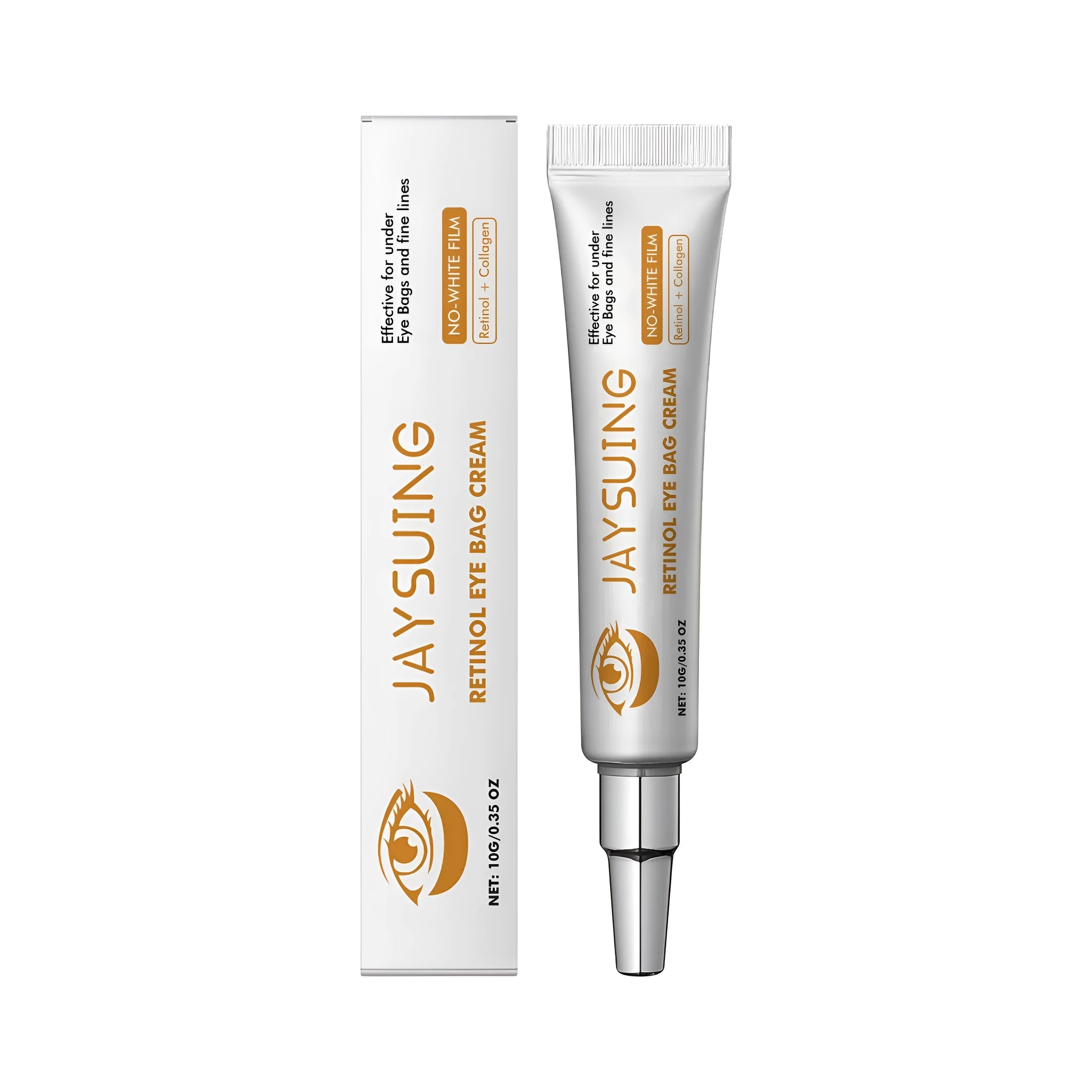 10g tube of retinol anti-ageing eye cream with hyaluronic acid and collagen for dark circles and wrinkles.