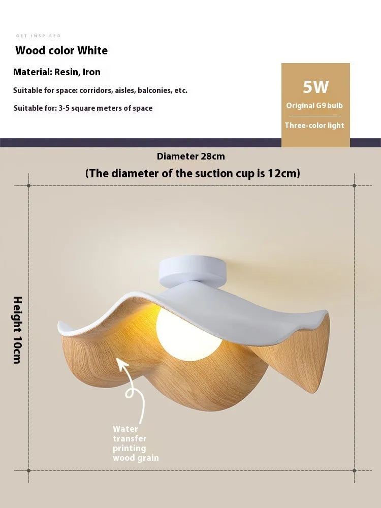 Modern minimalist walnut grain colour ceiling lamp with full spectrum eye protection light for bedroom or study