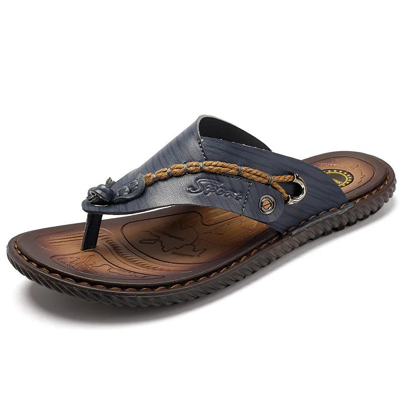 Men's non-slip PU leather slippers in multiple colours with wear-resistant soles