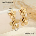 Gold electroplated stainless steel earrings with flower butterfly design for women