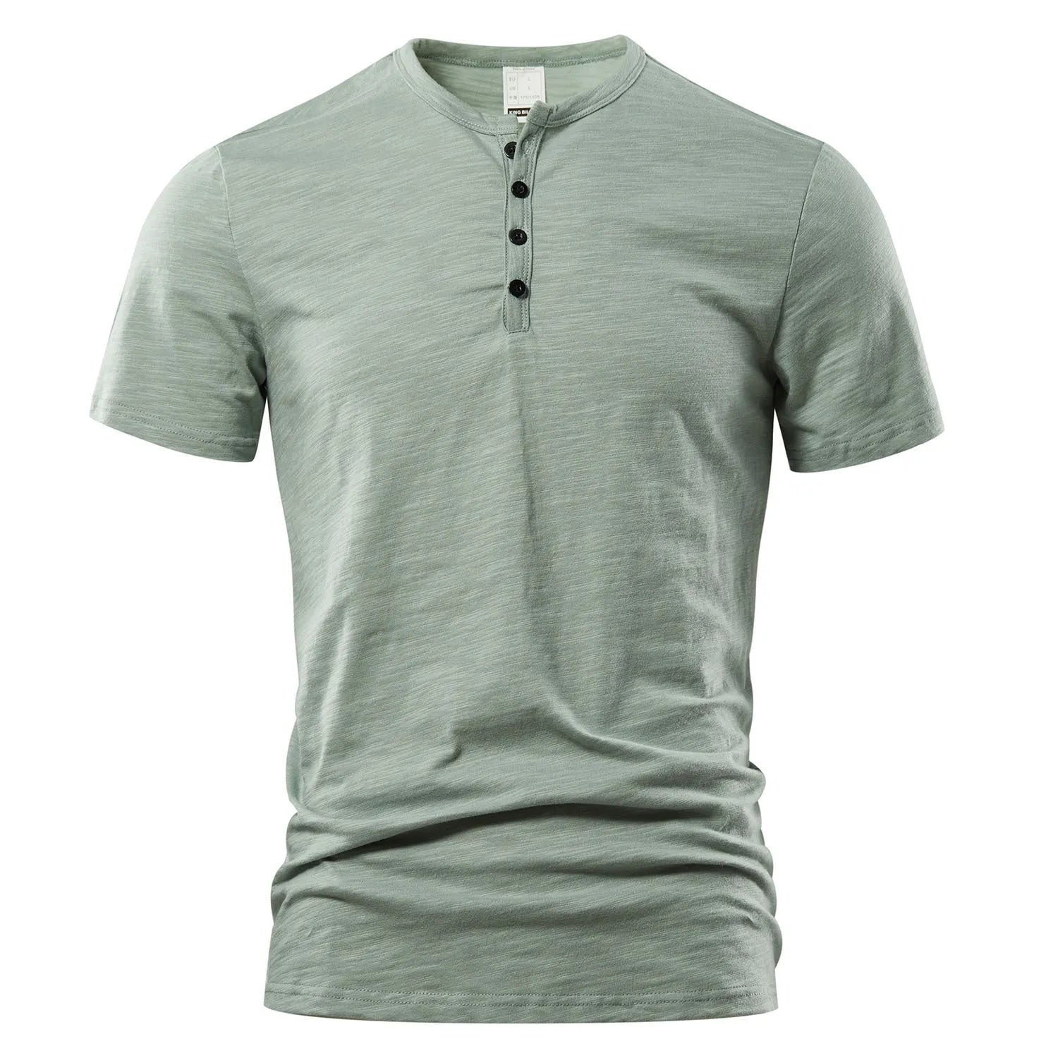 Men's slub cotton short sleeve T-shirt in British style solid colours