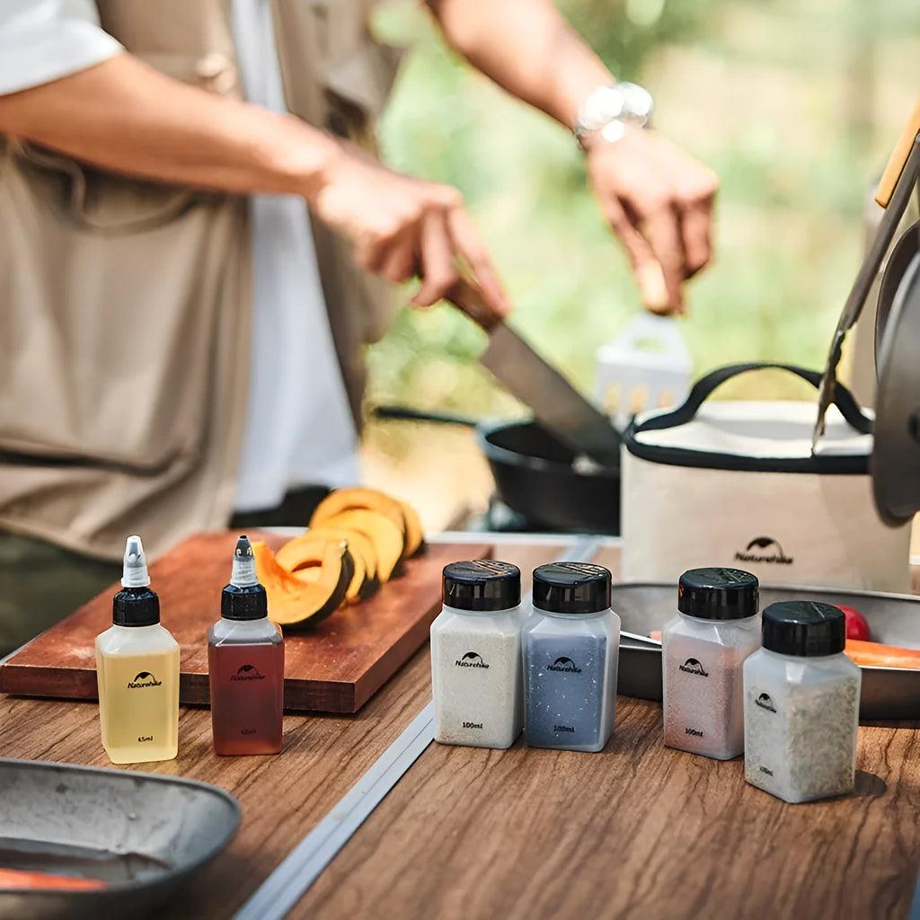 Naturehike six-piece portable seasoning bottle set with modern simplicity design