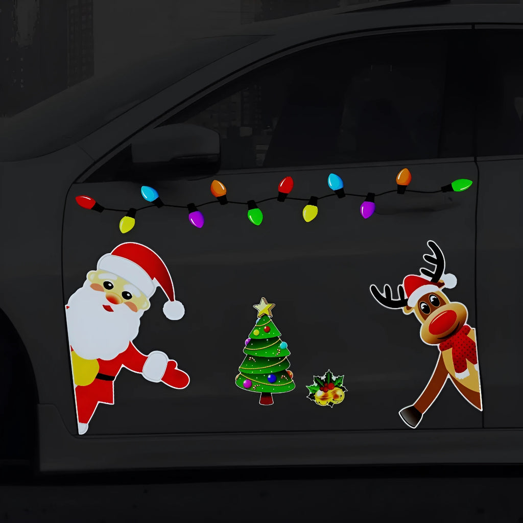 Christmas elk reflective magnetic car decoration sticker in cartoon style