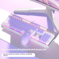 Purple and white mechanical keyboard and mouse wired gaming bundle with backlit keys
