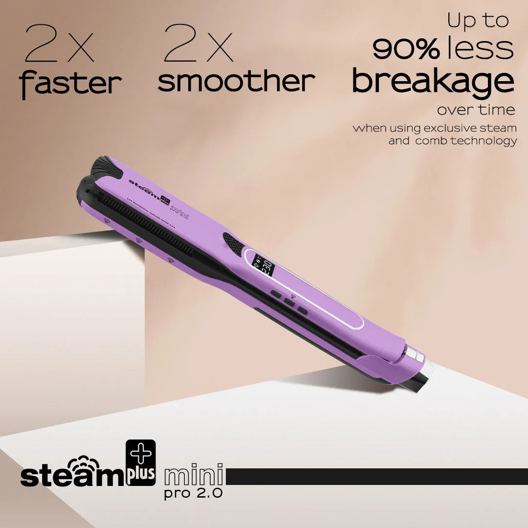 Mini steam splint spray hair straightener for curling and straightening in purple, rose red or champagne colour