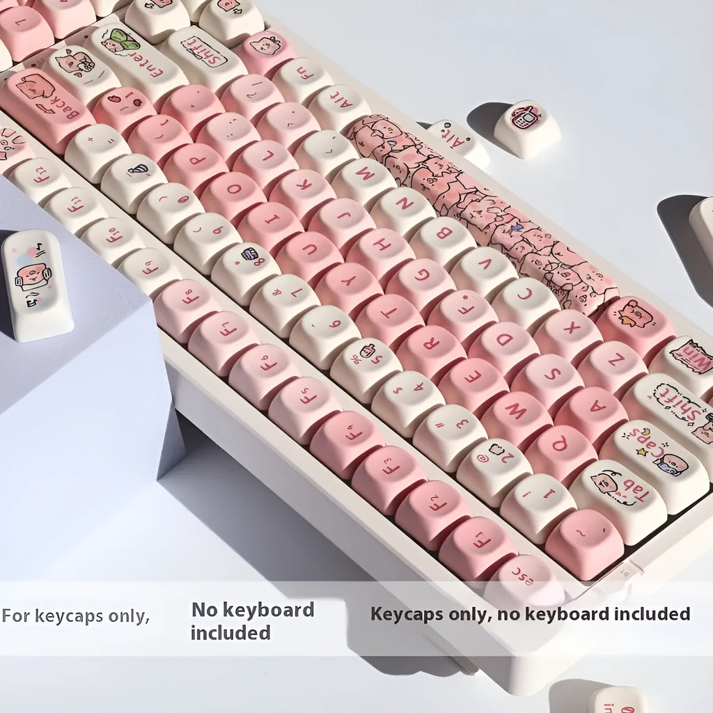 Pink Pig-themed scented PBT keycap with colourful dye-sublimation artwork on all sides.