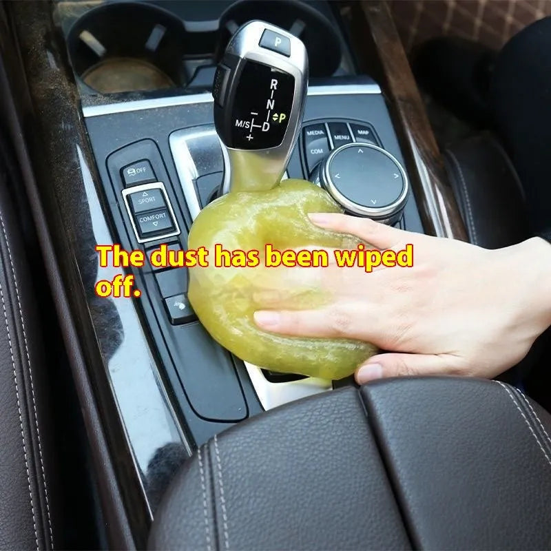 Car window gap cleaning gadget with 70g soft glue gel for dust removal from air vents and dashboard crevices