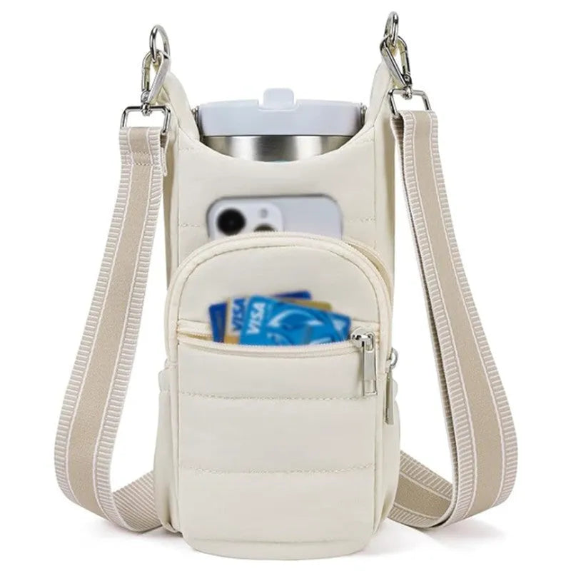 Water bottle kettle bag for bicycle mounting in black pink beige colours