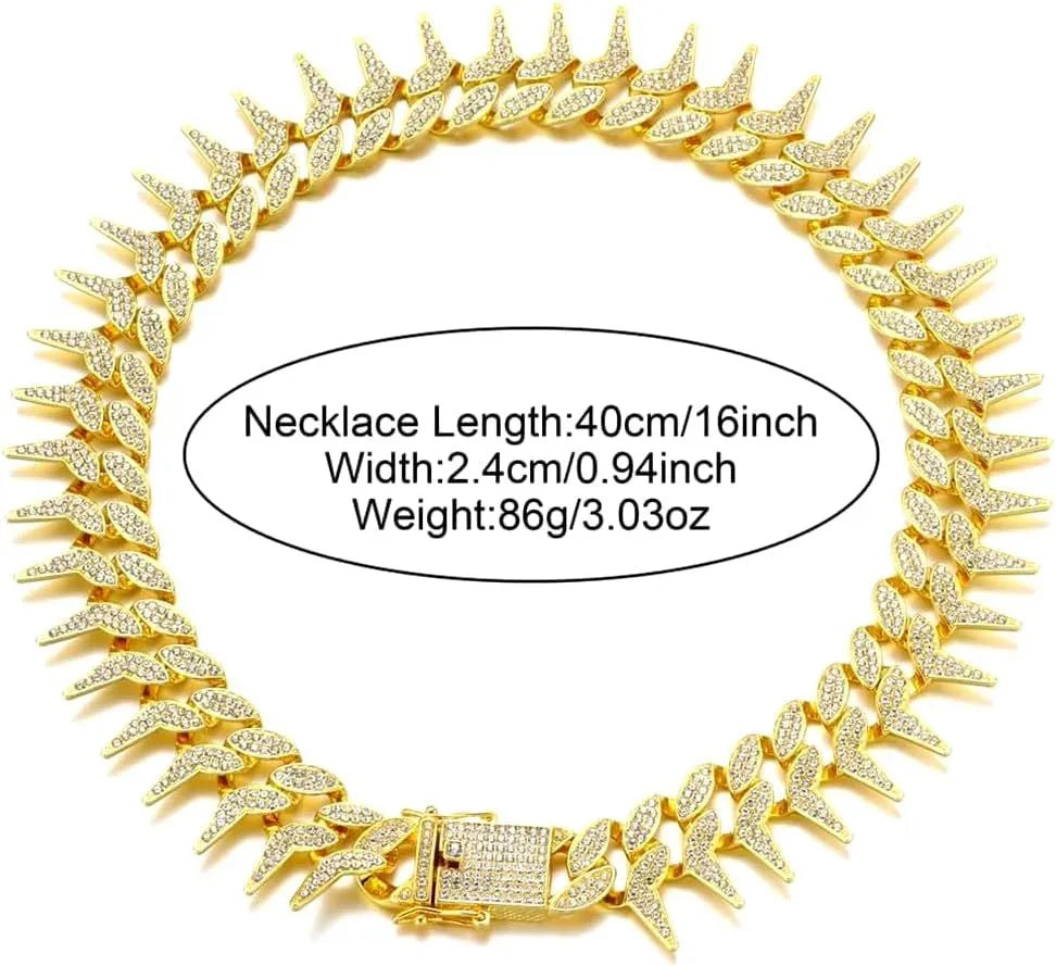 Zinc alloy diamond pet neckband necklace in gold with British style plaid pattern, sized for dogs
