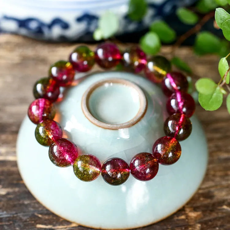 Handmade watermelon crystal bracelet for women in casual pastoral style