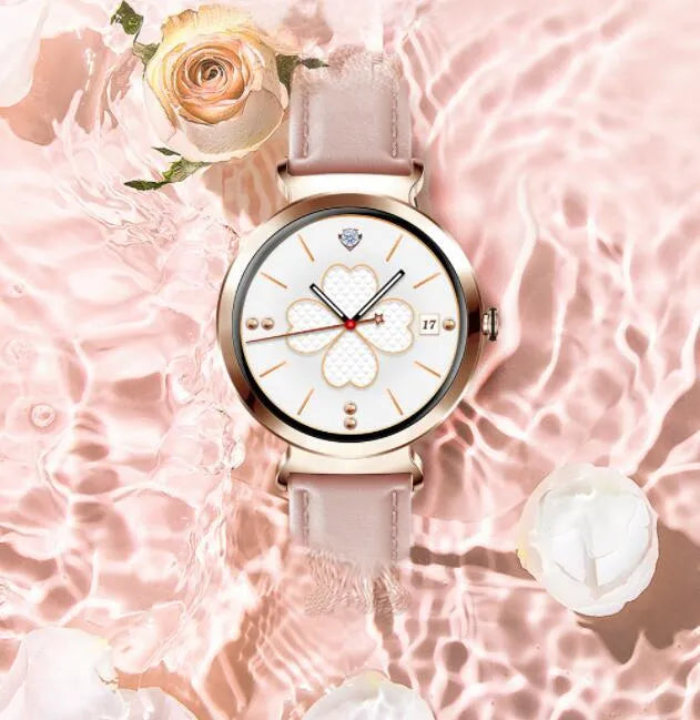 Women's smart bracelet with zinc alloy case and 1.28 inch display in gold colour