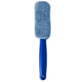 Microfiber car tyre brush with long 29cm handle in grey or blue colour
