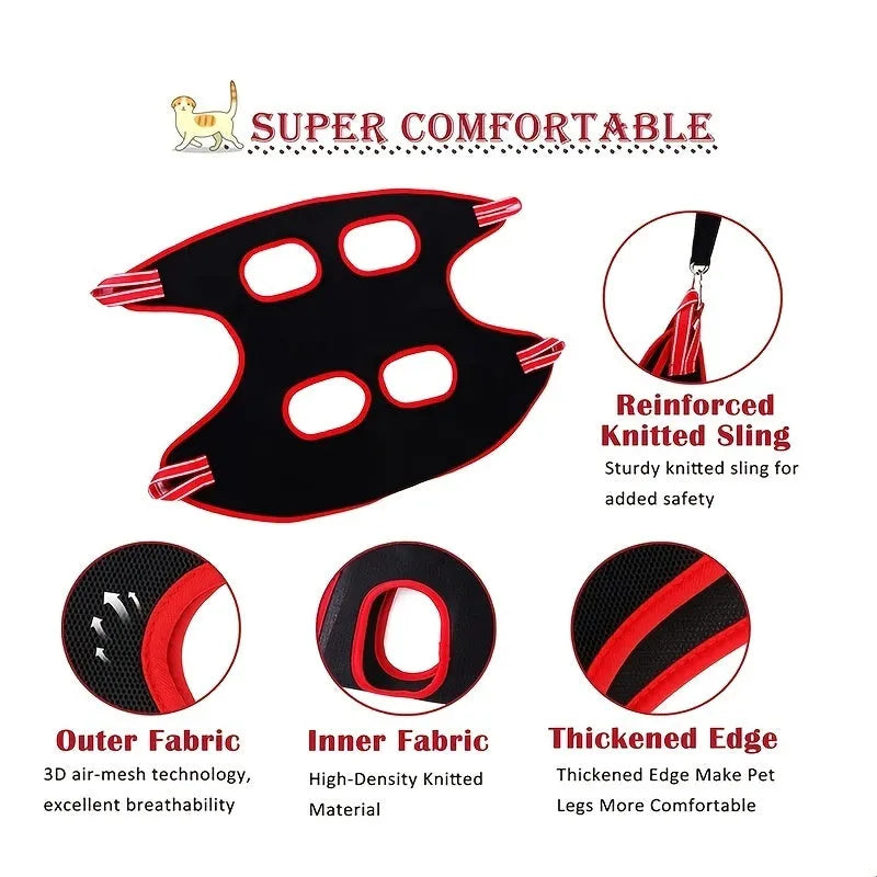 Pet grooming hammock restraint bag for cat nail trimming and bath sessions