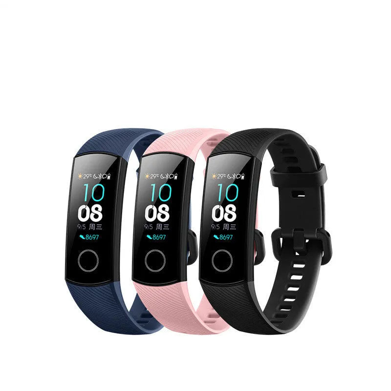 Black silicone wrist bracelet with heart rate and sleep tracking 50m waterproof