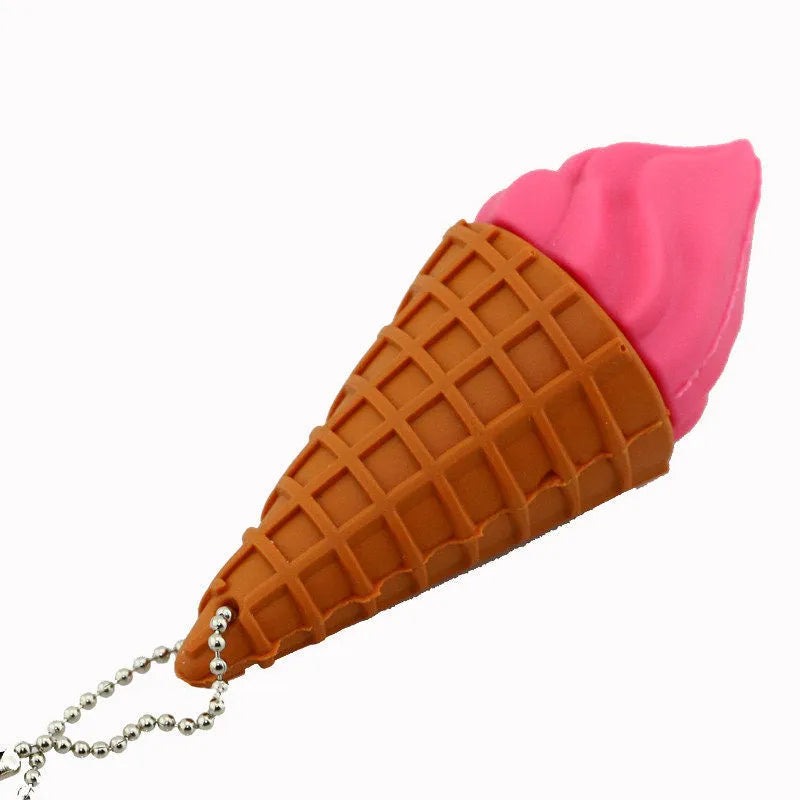 Mini ice cream shaped USB flash drive in pink colours with 64GB and 32GB capacity options