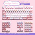 Sweet Cotton Candy coloured mechanical keyboard keycap set in a box, showing 112 or 120 key options.