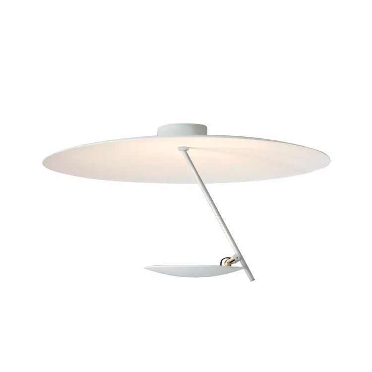 Iron ceiling lamp with 50cm diameter and warm LED lighting in white or white gold finish
