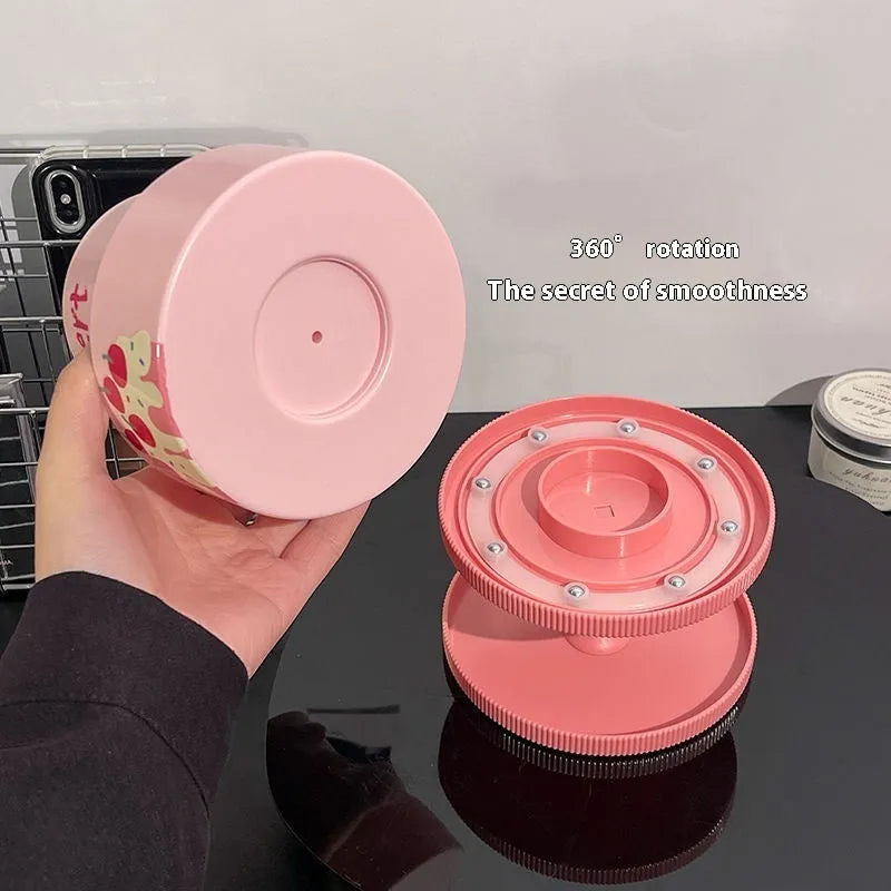 Beige rotating lid cosmetic brush storage barrel with internal organiser rack, 18 litre capacity