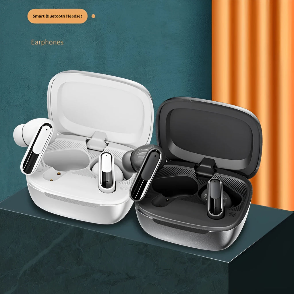 Smart Touch wireless colour screen Bluetooth earbuds in black in-ear design with digital display