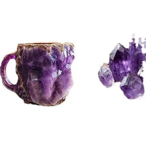 Resin mineral crystal coffee mug with handle in Volcano Red colour, 400ml capacity