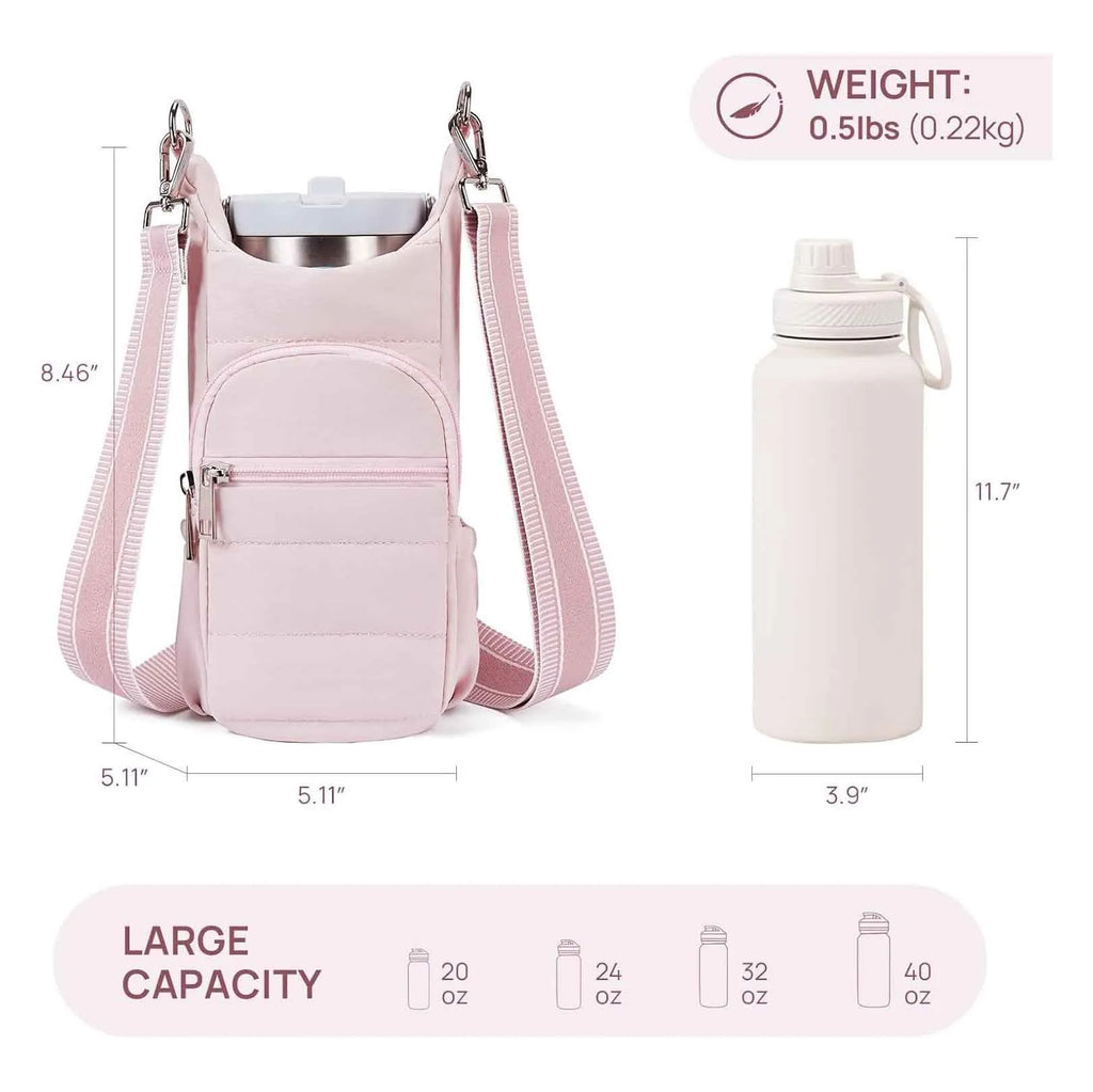 Water bottle kettle bag for bicycle mounting in black pink beige colours