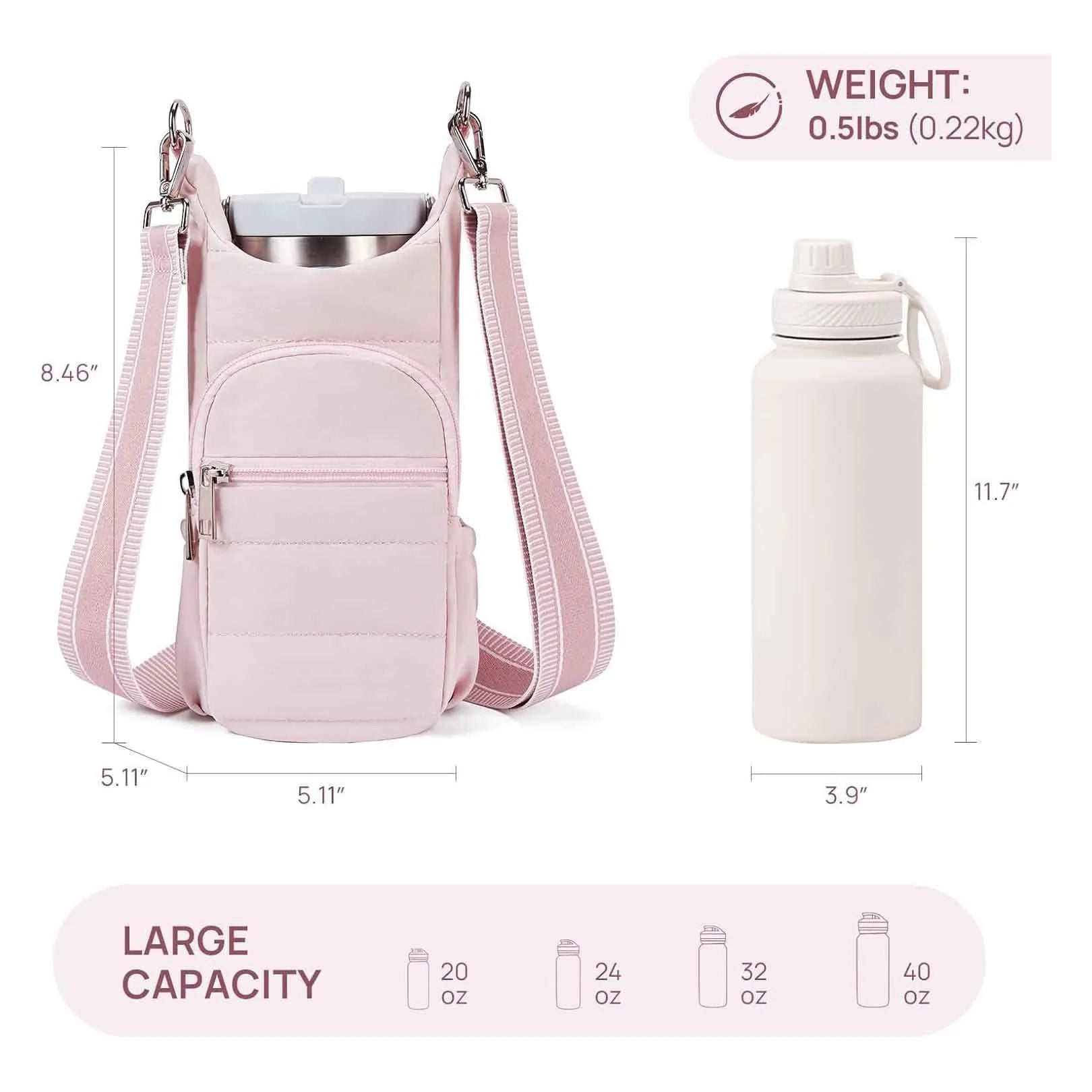 Water bottle kettle bag for bicycle mounting in black pink beige colours