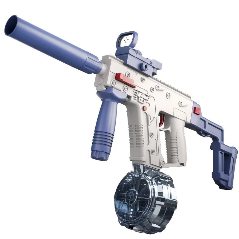 Electric automatic water gun in blue, large capacity plastic toy for continuous spray