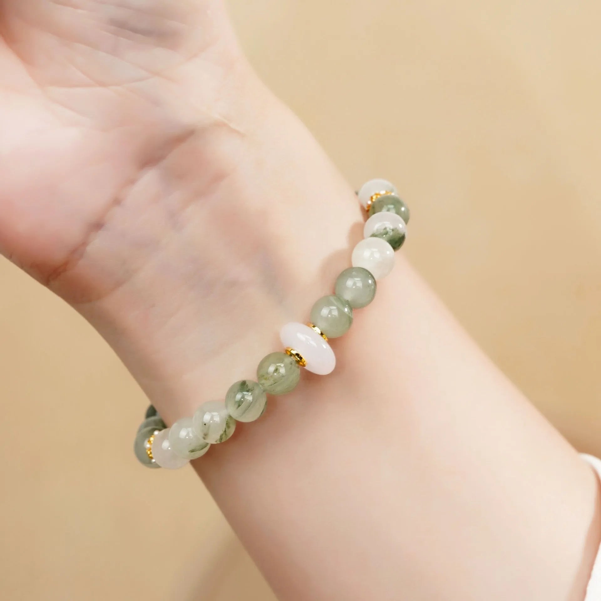 Emerald green Tian Shan Cui jade half bracelet with floating flower girl design for women