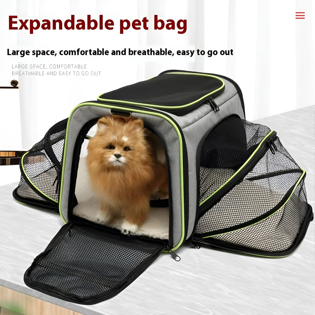 Large capacity 600D cation cat carrier bag in black colour with small and large size options.