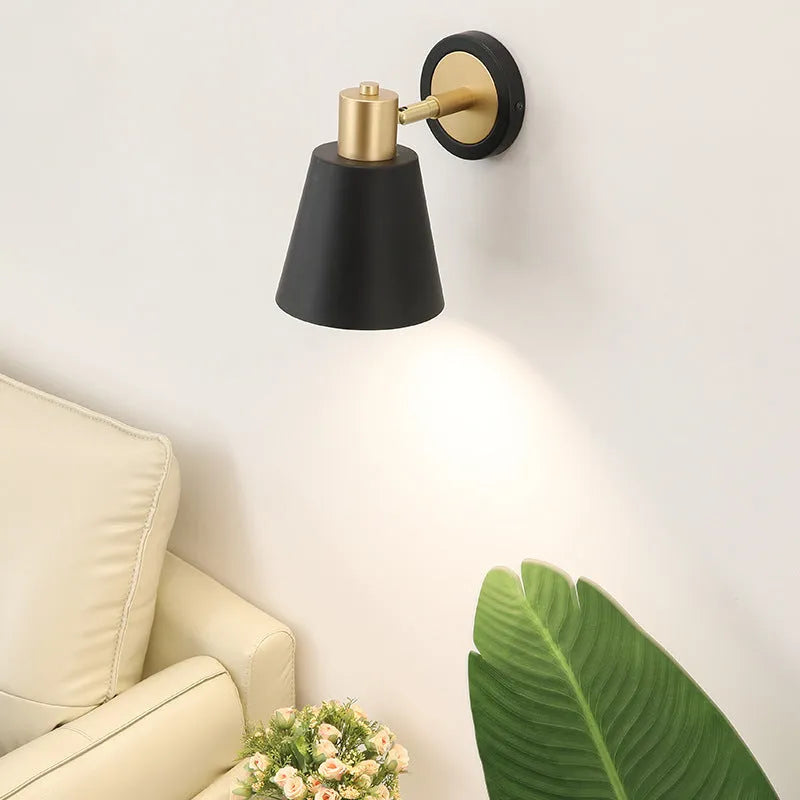 Nordic style iron wall lamp with clean design for bedside or living room installation