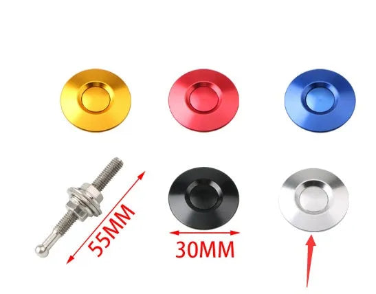 30mm aluminium engine cover lock in multiple colours with 55mm screw for vehicle panel fastening