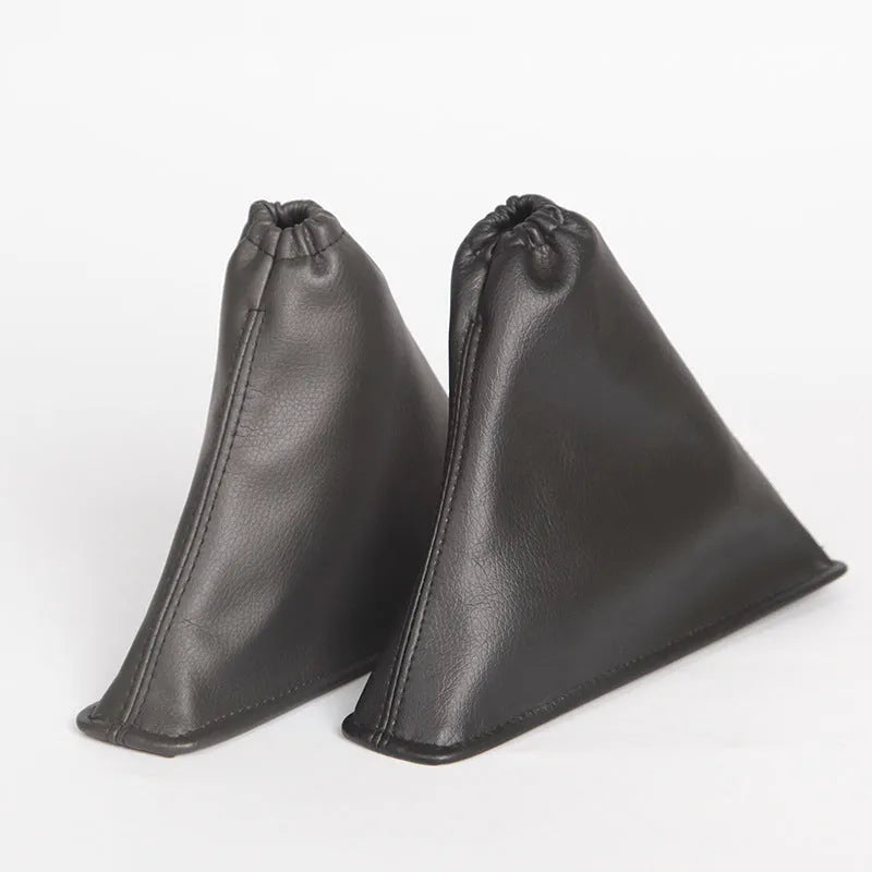 Black leather dust cover for Toyota Corolla gear shift lever, shown beside vehicle interior