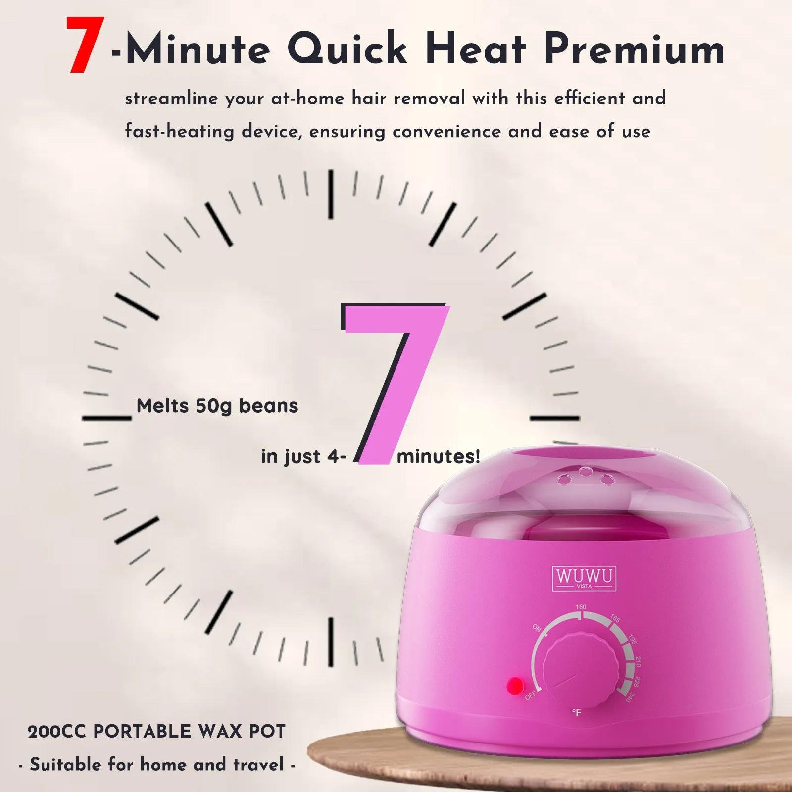27-piece hypoallergenic hair removal wax kit with machine, coloured wax beads, sticks, and guidebook.