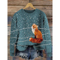 Women's little flower digital printed round neck polyester sweater in floral pattern