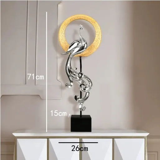 European-style phoenix ornament crafts in rose gold, silver, or red metallic finishes