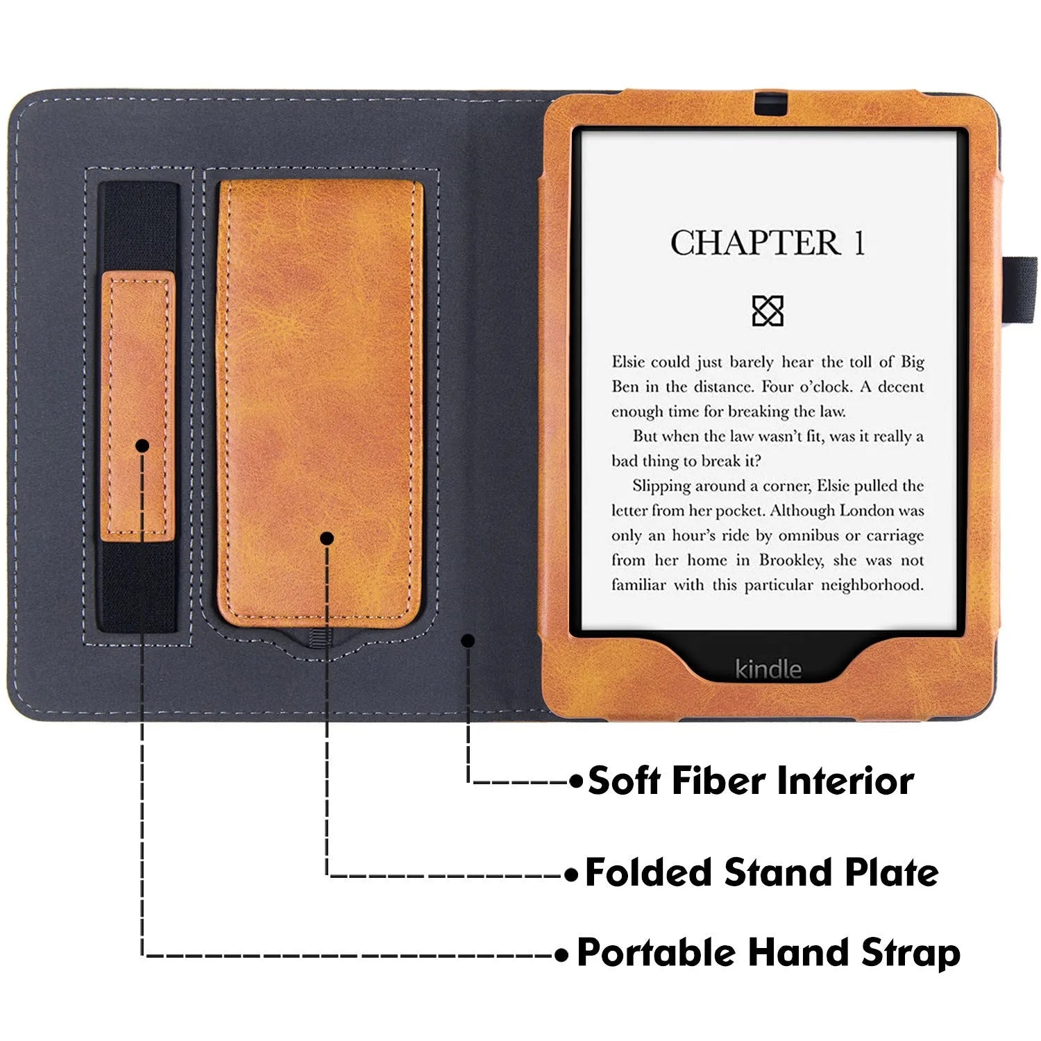 Kindle Paperwhite 11 leather case with wrist strap bracket in multiple colour options