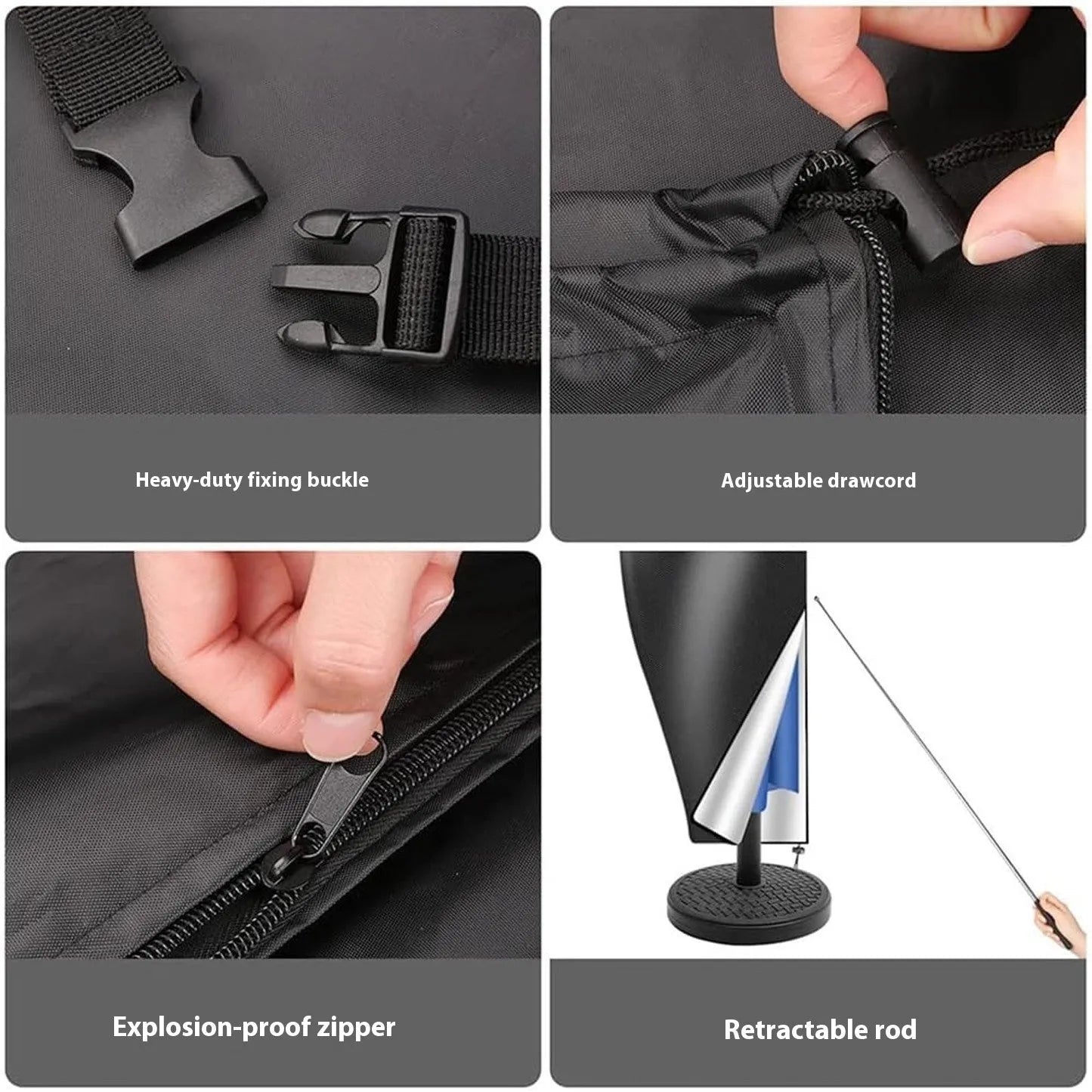 Waterproof outdoor offset banana umbrella cover made from Oxford cloth in grey colour