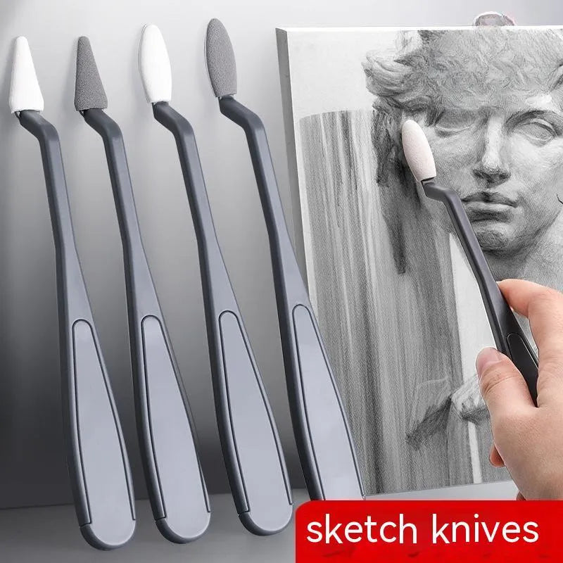 R20212 plastic sketch rubbing knife with fluorescent pen eraser smear tip