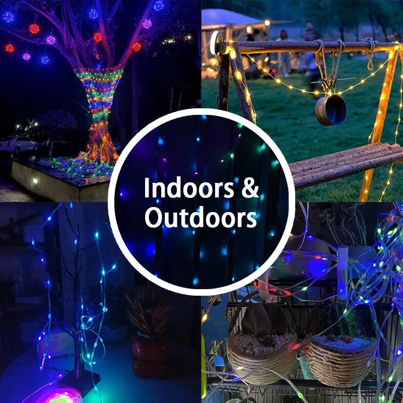 10-metre long LED decorative light string with 100 multi-colour lights for festivals and parties