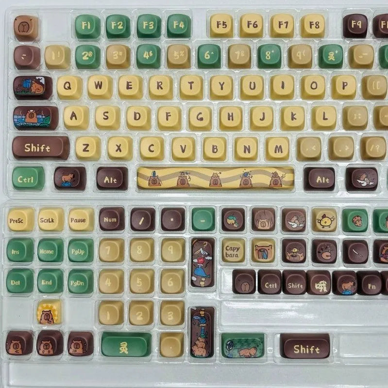 Capabala 130 key mechanical keyboard keycap set showing MOA Height profile and ABS construction