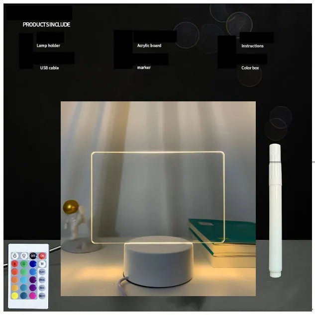 3D acrylic message board with LED night light functions and remote control