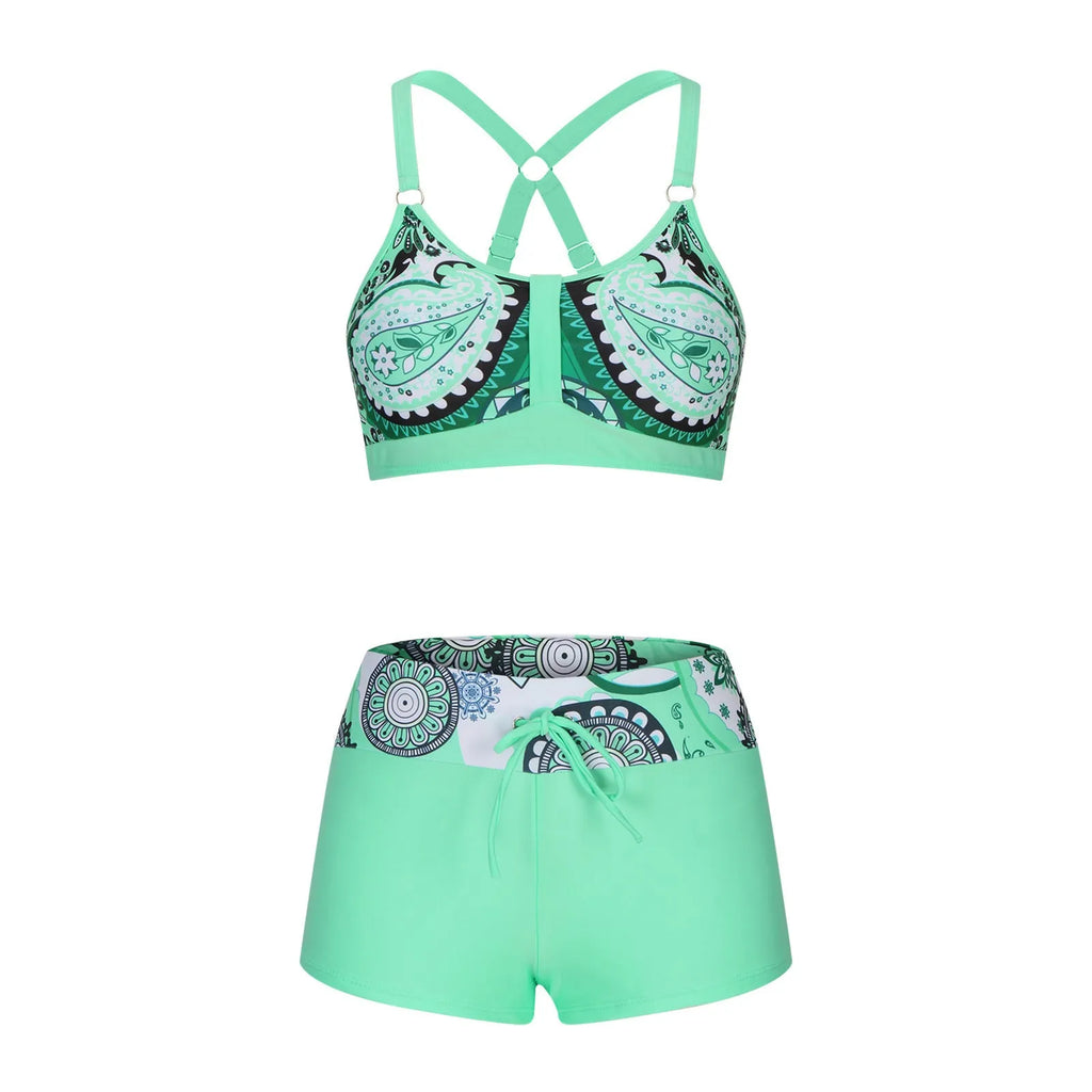 Women's floral print bikini swimsuit in polyester available in multiple colours and sizes