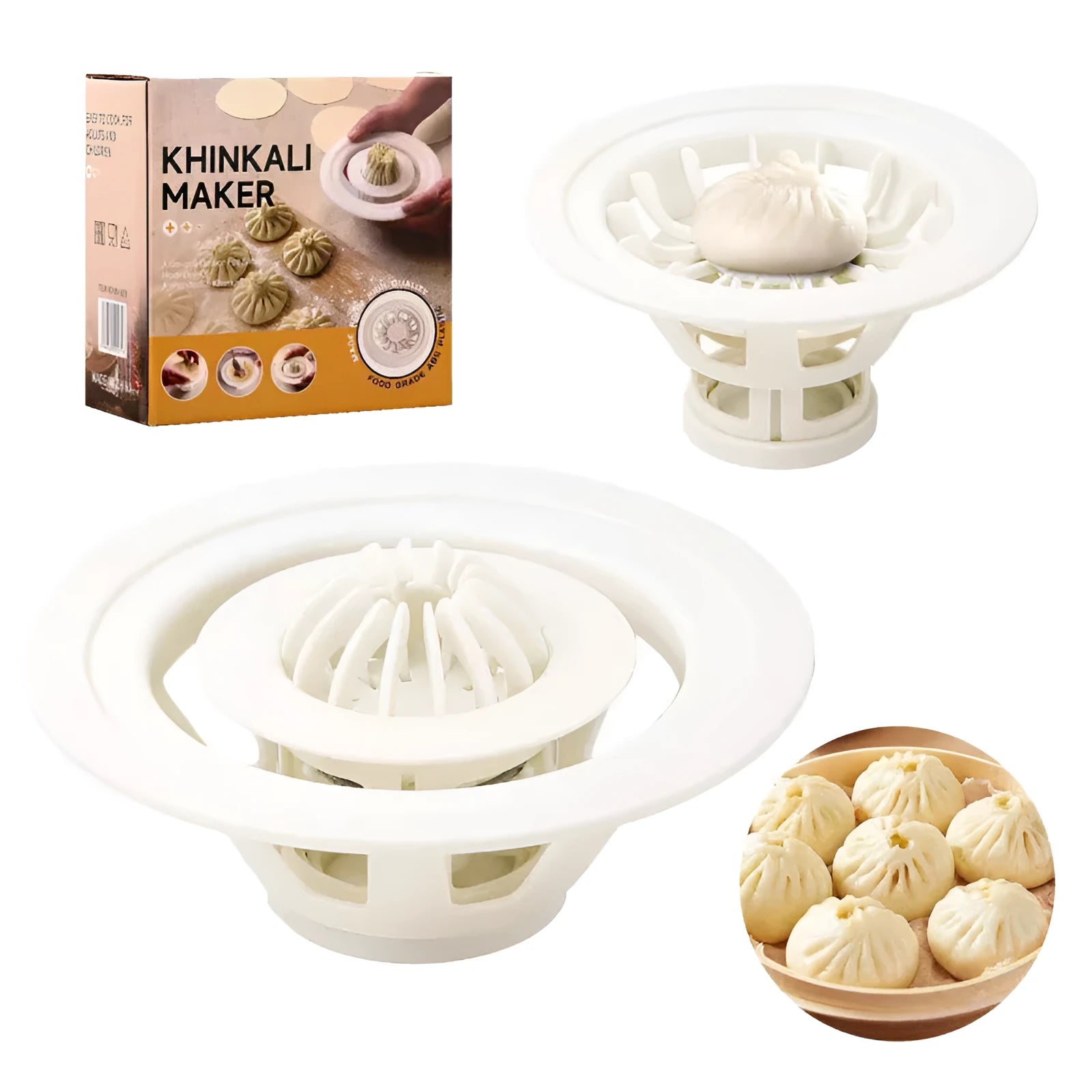 Black plastic Jinkali steamed bun mould four-piece set for shaping baozi and dumplings