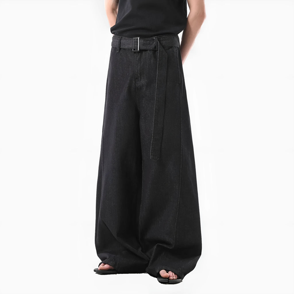 Black high waist straight leg jeans with gold accents and retro American styling details